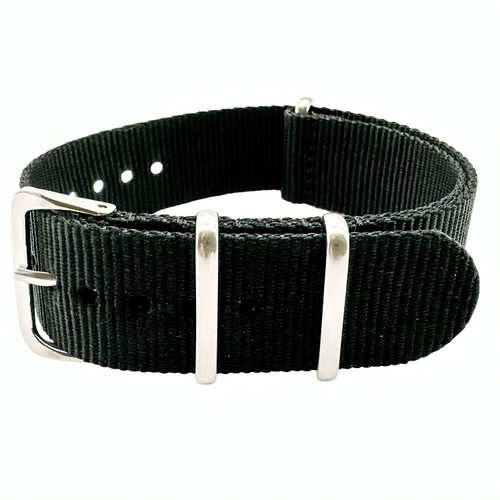 Watch strap black nylon - black, one