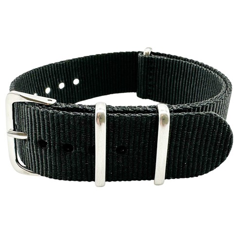 Watch strap black - black, nylon